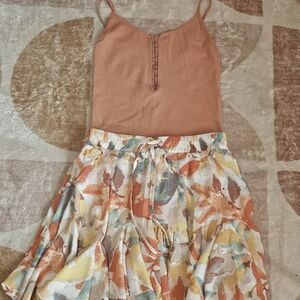 Floral Skirt With Blush Pink Bodysuit Set